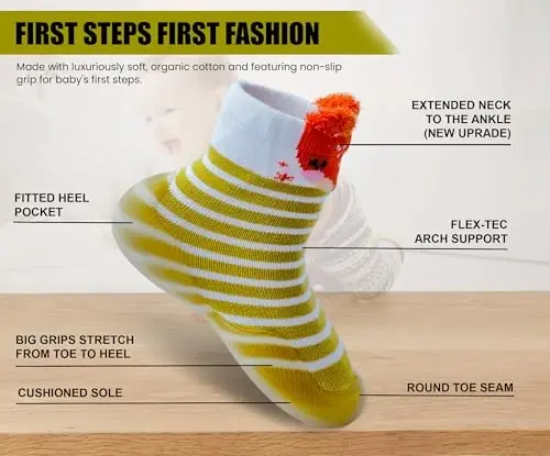 Dookeh Baby Shoes Boys Girls First Walking Shoes Non Slip Soft Sole Sneakers Toddler Infant Babygirl Sock Shoes - 4
