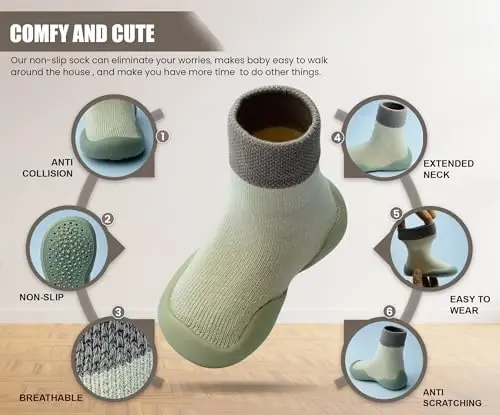 Dookeh Baby Shoes Boys Girls First Walking Shoes Non Slip Soft Sole Sneakers Toddler Infant Babygirl Sock Shoes - 3