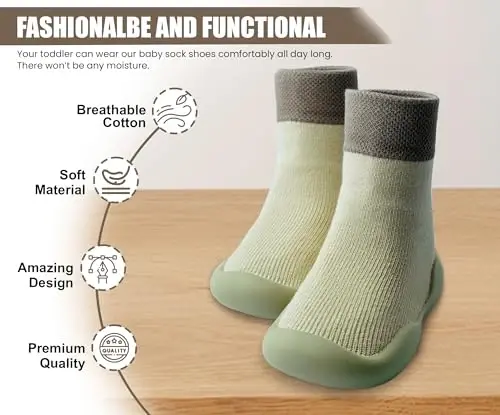 Dookeh Baby Shoes Boys Girls First Walking Shoes Non Slip Soft Sole Sneakers Toddler Infant Babygirl Sock Shoes - 2