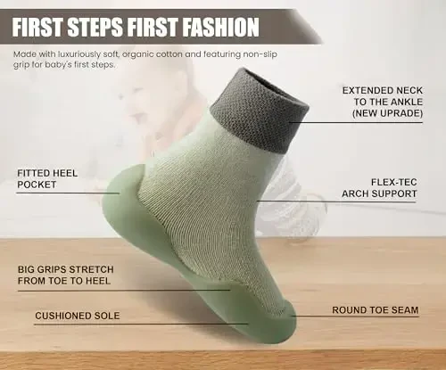 Dookeh Baby Shoes Boys Girls First Walking Shoes Non Slip Soft Sole Sneakers Toddler Infant Babygirl Sock Shoes - 4