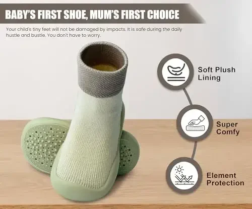 Dookeh Baby Shoes Boys Girls First Walking Shoes Non Slip Soft Sole Sneakers Toddler Infant Babygirl Sock Shoes - 5