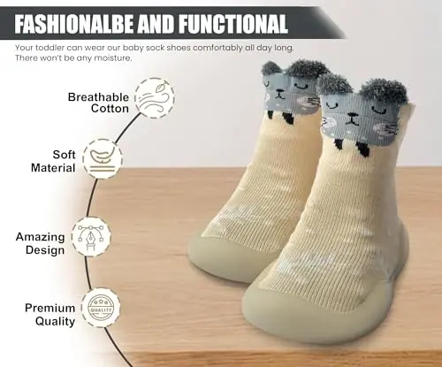 Dookeh Baby Shoes Boys Girls First Walking Shoes Non Slip Soft Sole Sneakers Toddler Infant Babygirl Sock Shoes - DOOKEH (1)