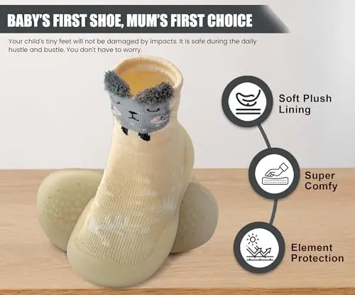 Dookeh Baby Shoes Boys Girls First Walking Shoes Non Slip Soft Sole Sneakers Toddler Infant Babygirl Sock Shoes - 6