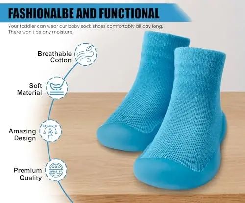 Dookeh Baby Shoes Boys Girls First Walking Shoes Non Slip Soft Sole Sneakers Toddler Infant Babygirl Sock Shoes - 2