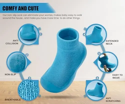 Dookeh Baby Shoes Boys Girls First Walking Shoes Non Slip Soft Sole Sneakers Toddler Infant Babygirl Sock Shoes - 3