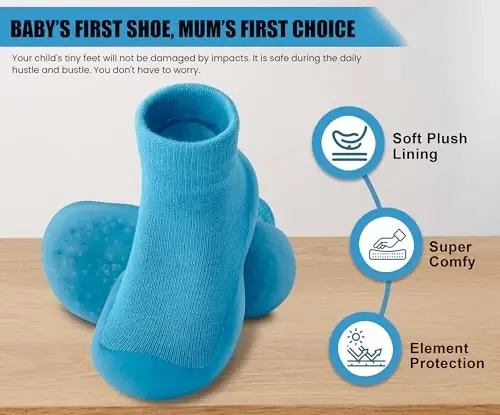 Dookeh Baby Shoes Boys Girls First Walking Shoes Non Slip Soft Sole Sneakers Toddler Infant Babygirl Sock Shoes - 6