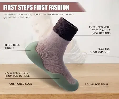 Dookeh Baby Shoes Boys Girls First Walking Shoes Non Slip Soft Sole Sneakers Toddler Infant Babygirl Sock Shoes - 4