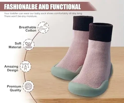 Dookeh Baby Shoes Boys Girls First Walking Shoes Non Slip Soft Sole Sneakers Toddler Infant Babygirl Sock Shoes - DOOKEH (1)