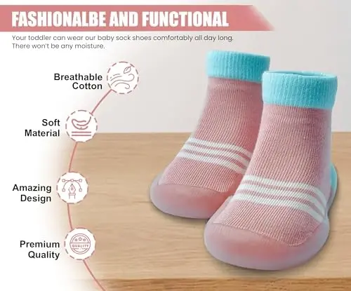 Dookeh Baby Shoes Boys Girls First Walking Shoes Non Slip Soft Sole Sneakers Toddler Infant Babygirl Sock Shoes - 2