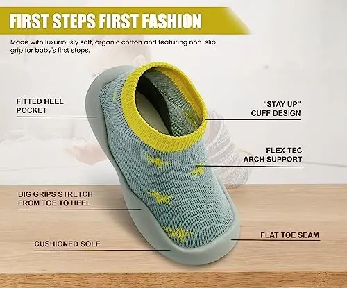 Dookeh Baby Shoes Boys Girls First Walking Shoes Non Slip Soft Sole Sneakers Toddler Infant Babygirl Sock Shoes… - 6