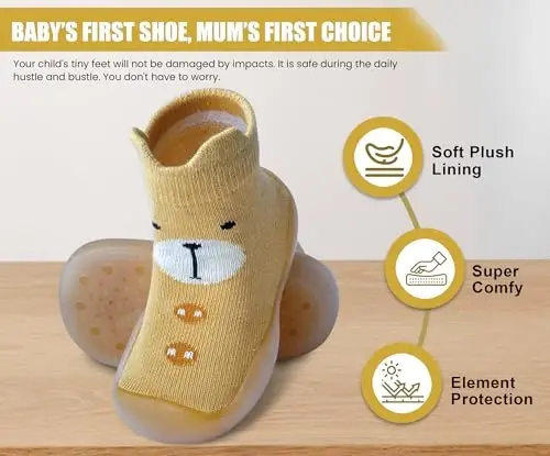 Dookeh Baby Shoes Boys Girls First Walking Shoes Non Slip Soft Sole Sneakers Toddler Infant Babygirl Sock Shoes - 6