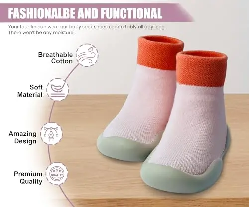 Dookeh Baby Shoes Boys Girls First Walking Shoes Non Slip Soft Sole Sneakers Toddler Infant Babygirl Sock Shoes - 2