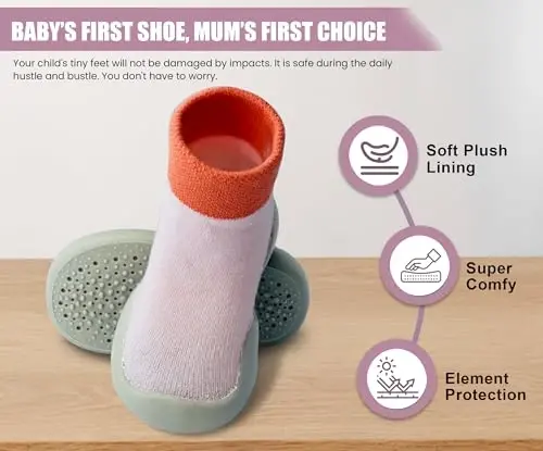 Dookeh Baby Shoes Boys Girls First Walking Shoes Non Slip Soft Sole Sneakers Toddler Infant Babygirl Sock Shoes - 6