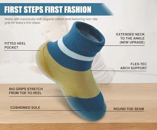 Dookeh Baby Shoes Boys Girls First Walking Shoes Non Slip Soft Sole Sneakers Toddler Infant Babygirl Sock Shoes - 4