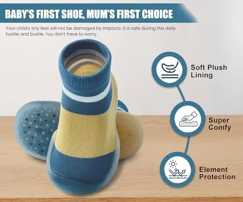 Dookeh Baby Shoes Boys Girls First Walking Shoes Non Slip Soft Sole Sneakers Toddler Infant Babygirl Sock Shoes - 6