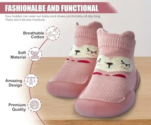 Dookeh Baby Shoes Boys Girls First Walking Shoes Non Slip Soft Sole Sneakers Toddler Infant Babygirl Sock Shoes - 2