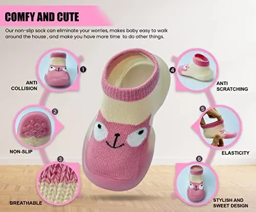 Dookeh Baby Shoes Boys Girls First Walking Shoes Non Slip Soft Sole Sneakers Toddler Infant Babygirl Sock Shoes… - 3
