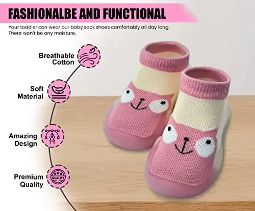 Dookeh Baby Shoes Boys Girls First Walking Shoes Non Slip Soft Sole Sneakers Toddler Infant Babygirl Sock Shoes… - DOOKEH (1)
