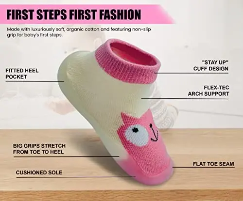 Dookeh Baby Shoes Boys Girls First Walking Shoes Non Slip Soft Sole Sneakers Toddler Infant Babygirl Sock Shoes… - 6