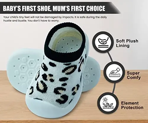 Dookeh Baby Shoes Boys Girls First Walking Shoes Non Slip Soft Sole Sneakers Toddler Infant Babygirl Sock Shoes… - 4