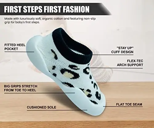 Dookeh Baby Shoes Boys Girls First Walking Shoes Non Slip Soft Sole Sneakers Toddler Infant Babygirl Sock Shoes… - 6