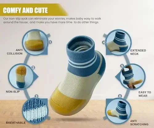 Dookeh Baby Shoes Boys Girls First Walking Shoes Non Slip Soft Sole Sneakers Toddler Infant Babygirl Sock Shoes - 3