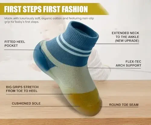 Dookeh Baby Shoes Boys Girls First Walking Shoes Non Slip Soft Sole Sneakers Toddler Infant Babygirl Sock Shoes - 4