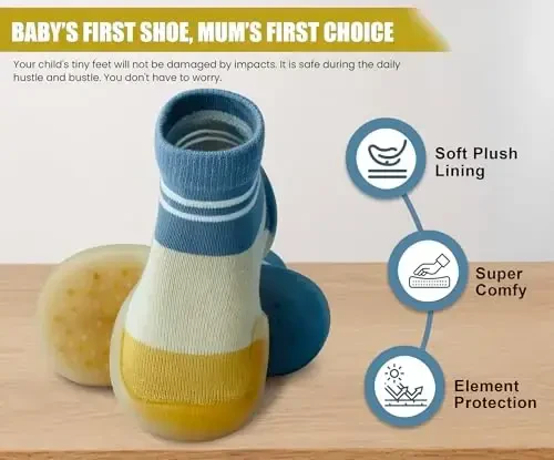 Dookeh Baby Shoes Boys Girls First Walking Shoes Non Slip Soft Sole Sneakers Toddler Infant Babygirl Sock Shoes - 6