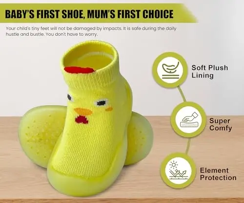 Dookeh Baby Shoes Boys Girls First Walking Shoes Non Slip Soft Sole Sneakers Toddler Infant Babygirl Sock Shoes - 6