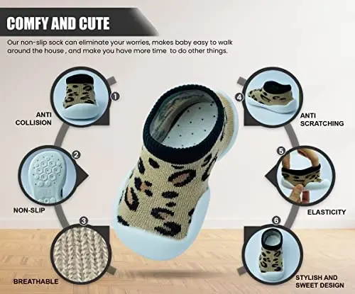 Dookeh Baby Shoes Boys Girls First Walking Shoes Non Slip Soft Sole Sneakers Toddler Infant Babygirl Sock Shoes… - 3