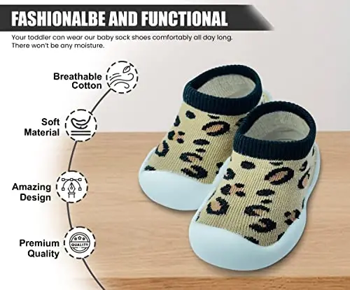 Dookeh Baby Shoes Boys Girls First Walking Shoes Non Slip Soft Sole Sneakers Toddler Infant Babygirl Sock Shoes… - DOOKEH (1)