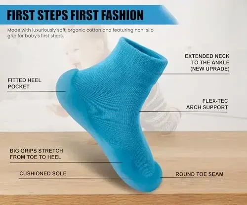 Dookeh Bebek Ayakkabıları Erkek Kız Çocuk İlk Yürüme Ayakkabıları Kaymaz Yumuşak Tabanlı Spor Ayakkabıları Küçük Çocuk Bebek Kız Çorap Ayakkabıları - 4