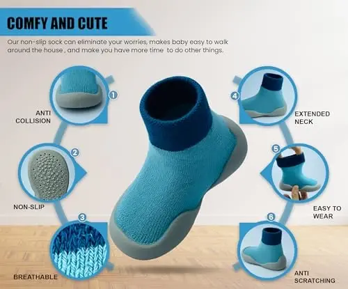 Dookeh Baby Shoes Boys Girls First Walking Shoes Non Slip Soft Sole Sneakers Toddler Infant Babygirl Sock Shoes - 3