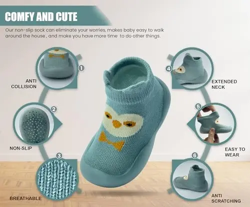 Dookeh Baby Shoes Boys Girls First Walking Shoes Non Slip Soft Sole Sneakers Toddler Infant Babygirl Sock Shoes - 3