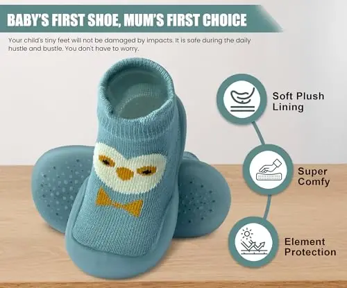 Dookeh Baby Shoes Boys Girls First Walking Shoes Non Slip Soft Sole Sneakers Toddler Infant Babygirl Sock Shoes - 5