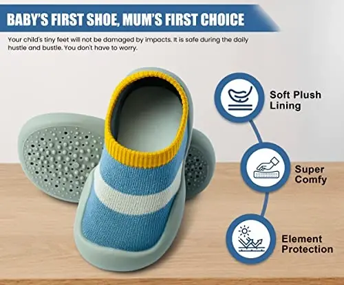 Dookeh Baby Shoes Boys Girls First Walking Shoes Non Slip Soft Sole Sneakers Toddler Infant Babygirl Sock Shoes - 4