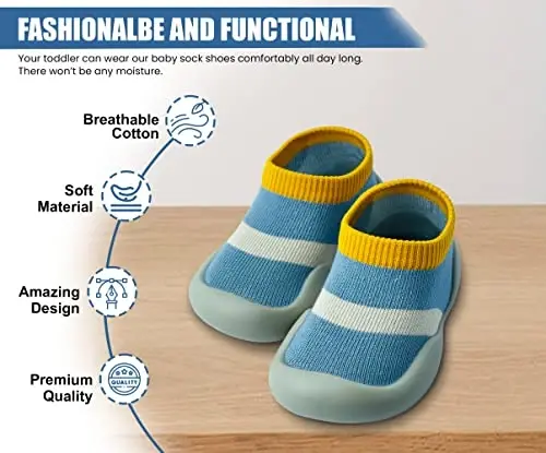 Dookeh Baby Shoes Boys Girls First Walking Shoes Non Slip Soft Sole Sneakers Toddler Infant Babygirl Sock Shoes - 2