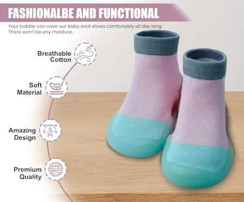 Dookeh Baby Shoes Boys Girls First Walking Shoes Non Slip Soft Sole Sneakers Toddler Infant Babygirl Sock Shoes - 2