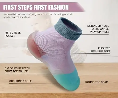 Dookeh Baby Shoes Boys Girls First Walking Shoes Non Slip Soft Sole Sneakers Toddler Infant Babygirl Sock Shoes - 4