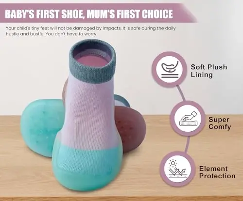 Dookeh Baby Shoes Boys Girls First Walking Shoes Non Slip Soft Sole Sneakers Toddler Infant Babygirl Sock Shoes - 6