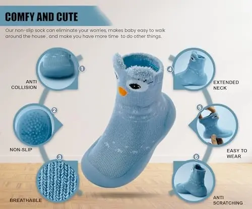 Dookeh Baby Shoes Boys Girls First Walking Shoes Non Slip Soft Sole Sneakers Toddler Infant Babygirl Sock Shoes - 3