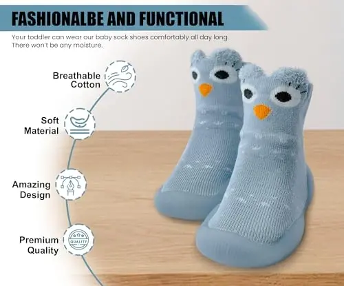 Dookeh Baby Shoes Boys Girls First Walking Shoes Non Slip Soft Sole Sneakers Toddler Infant Babygirl Sock Shoes - 2