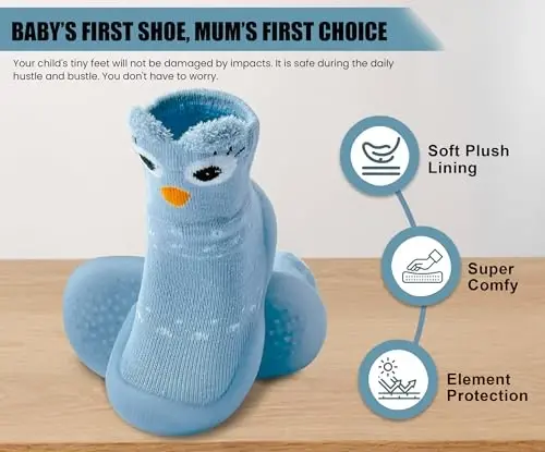 Dookeh Baby Shoes Boys Girls First Walking Shoes Non Slip Soft Sole Sneakers Toddler Infant Babygirl Sock Shoes - 6