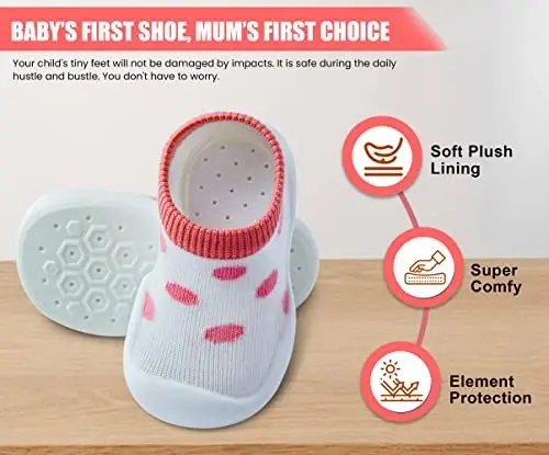 Dookeh Baby Shoes Boys Girls First Walking Shoes Non Slip Soft Sole Sneakers Toddler Infant Babygirl Sock Shoes… - 5