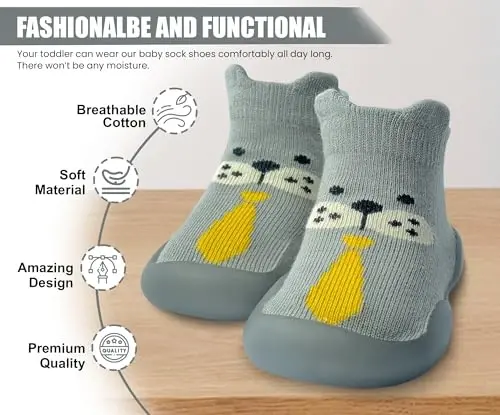 Dookeh Baby Shoes Boys Girls First Walking Shoes Non Slip Soft Sole Sneakers Toddler Infant Babygirl Sock Shoes - 2