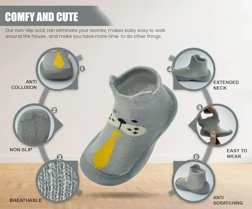 Dookeh Baby Shoes Boys Girls First Walking Shoes Non Slip Soft Sole Sneakers Toddler Infant Babygirl Sock Shoes - 3