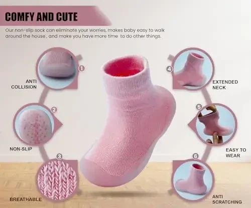 Dookeh Baby Shoes Boys Girls First Walking Shoes Non Slip Soft Sole Sneakers Toddler Infant Babygirl Sock Shoes - 3