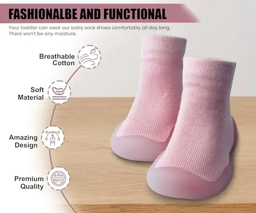 Dookeh Baby Shoes Boys Girls First Walking Shoes Non Slip Soft Sole Sneakers Toddler Infant Babygirl Sock Shoes - 2