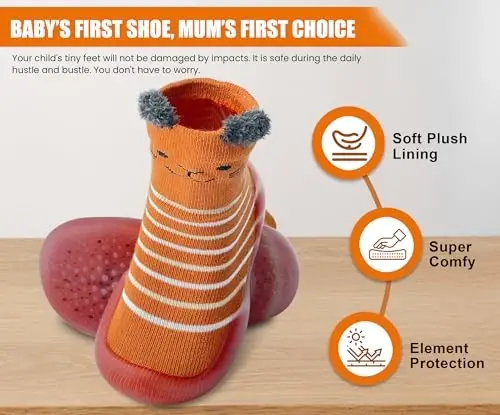 Dookeh Baby Shoes Boys Girls First Walking Shoes Non Slip Soft Sole Sneakers Toddler Infant Babygirl Sock Shoes - 6