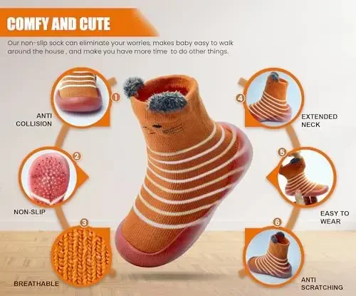 Dookeh Baby Shoes Boys Girls First Walking Shoes Non Slip Soft Sole Sneakers Toddler Infant Babygirl Sock Shoes - 3